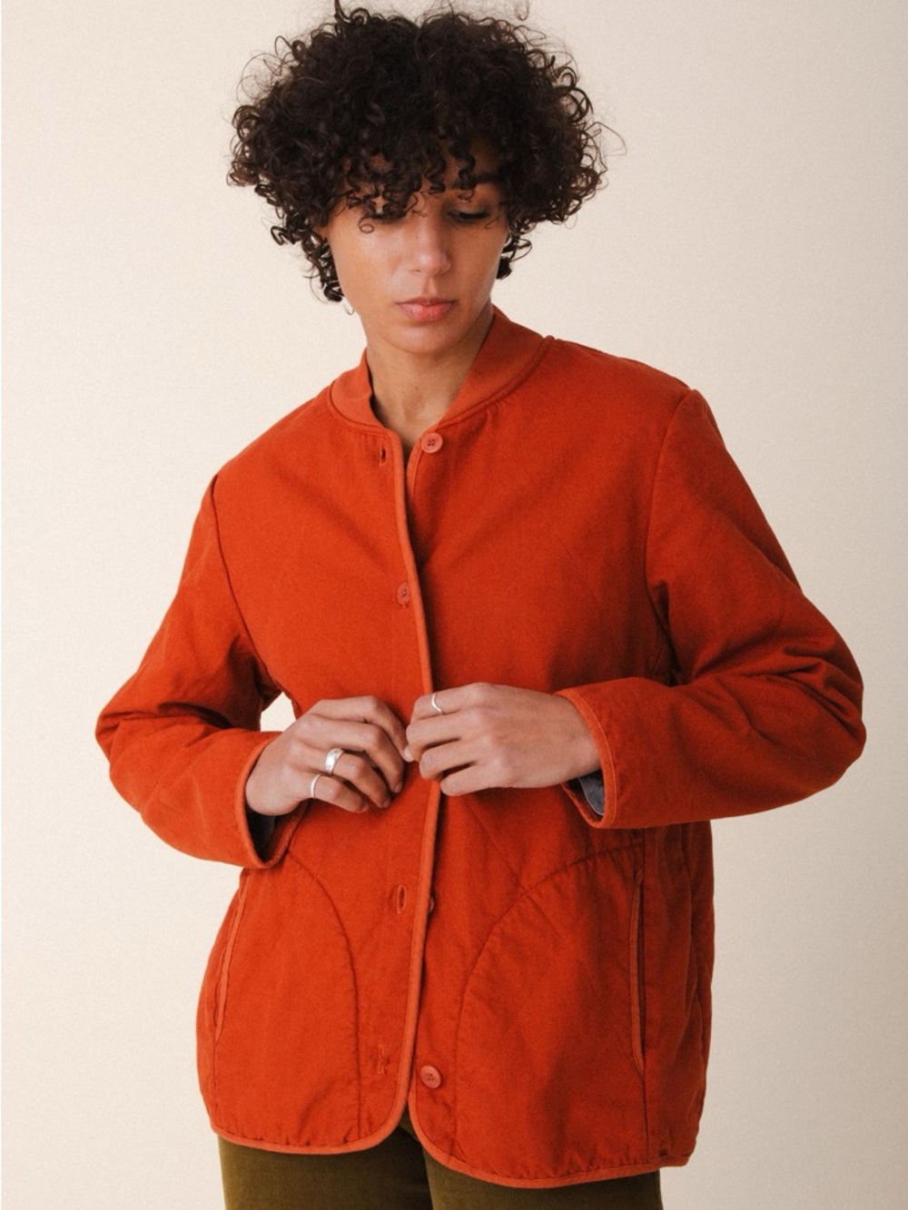 BNWT Prairie Underground Quilted Bomber Inspired Jacket in Rust Orange